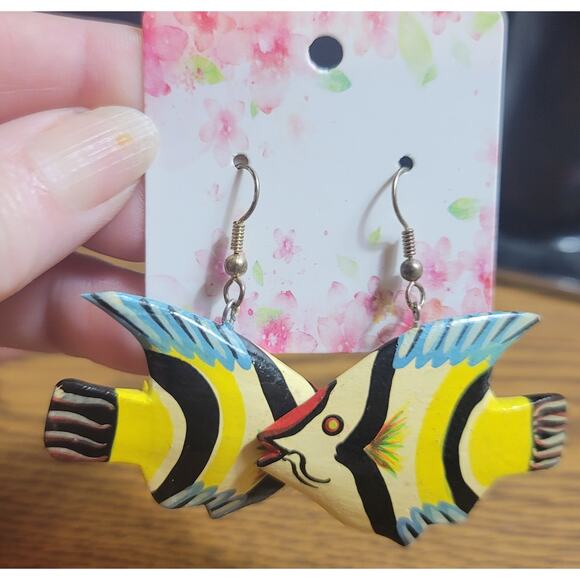 Pre-owned Wooden Fish Earrings - Picture 2 of 3
